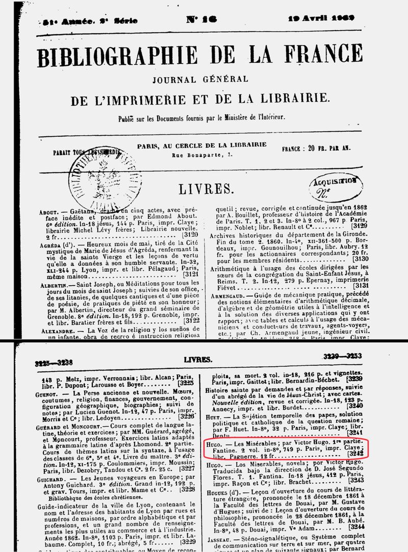 Les Miserables — first-edition cover