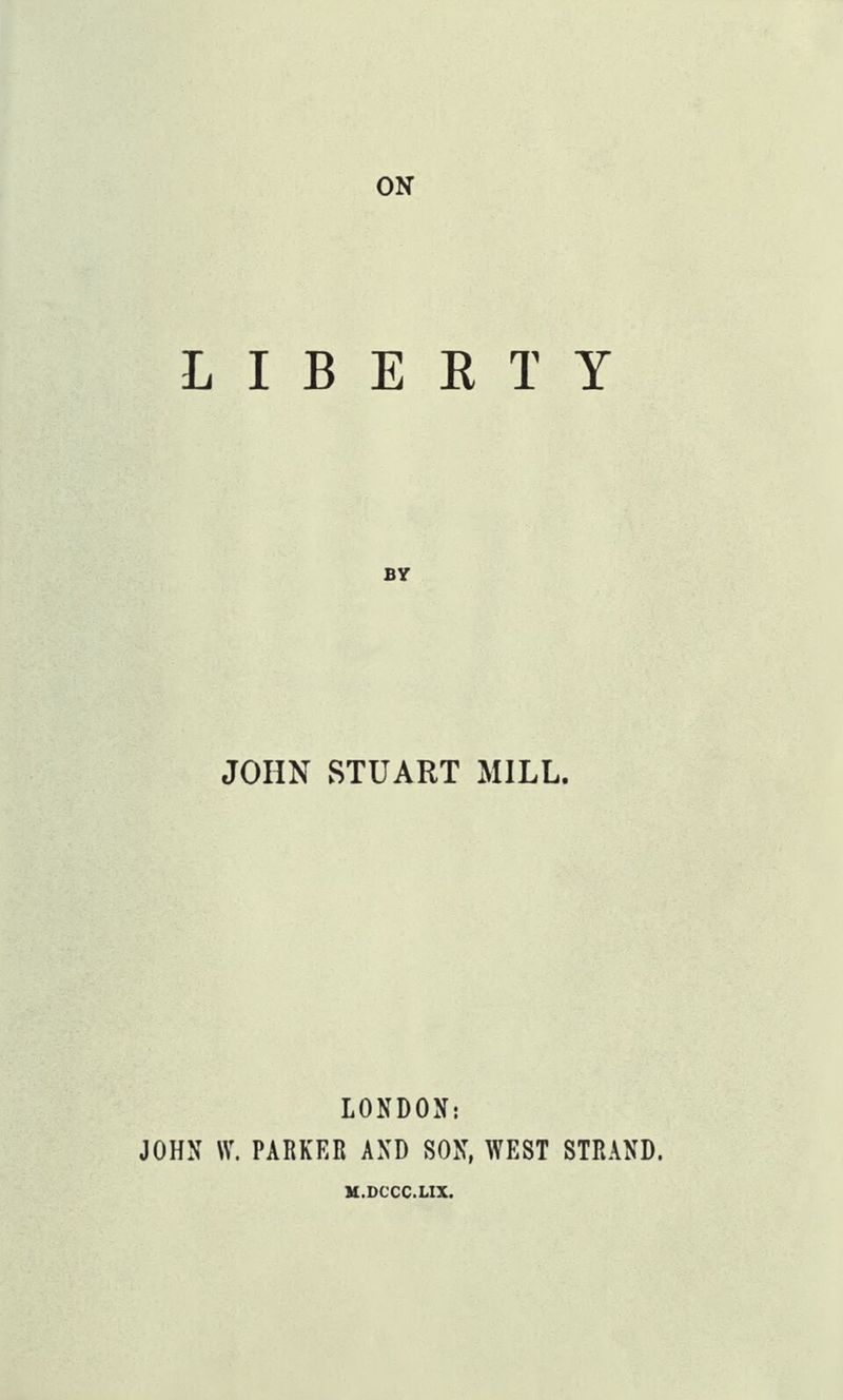 On Liberty — first-edition cover
