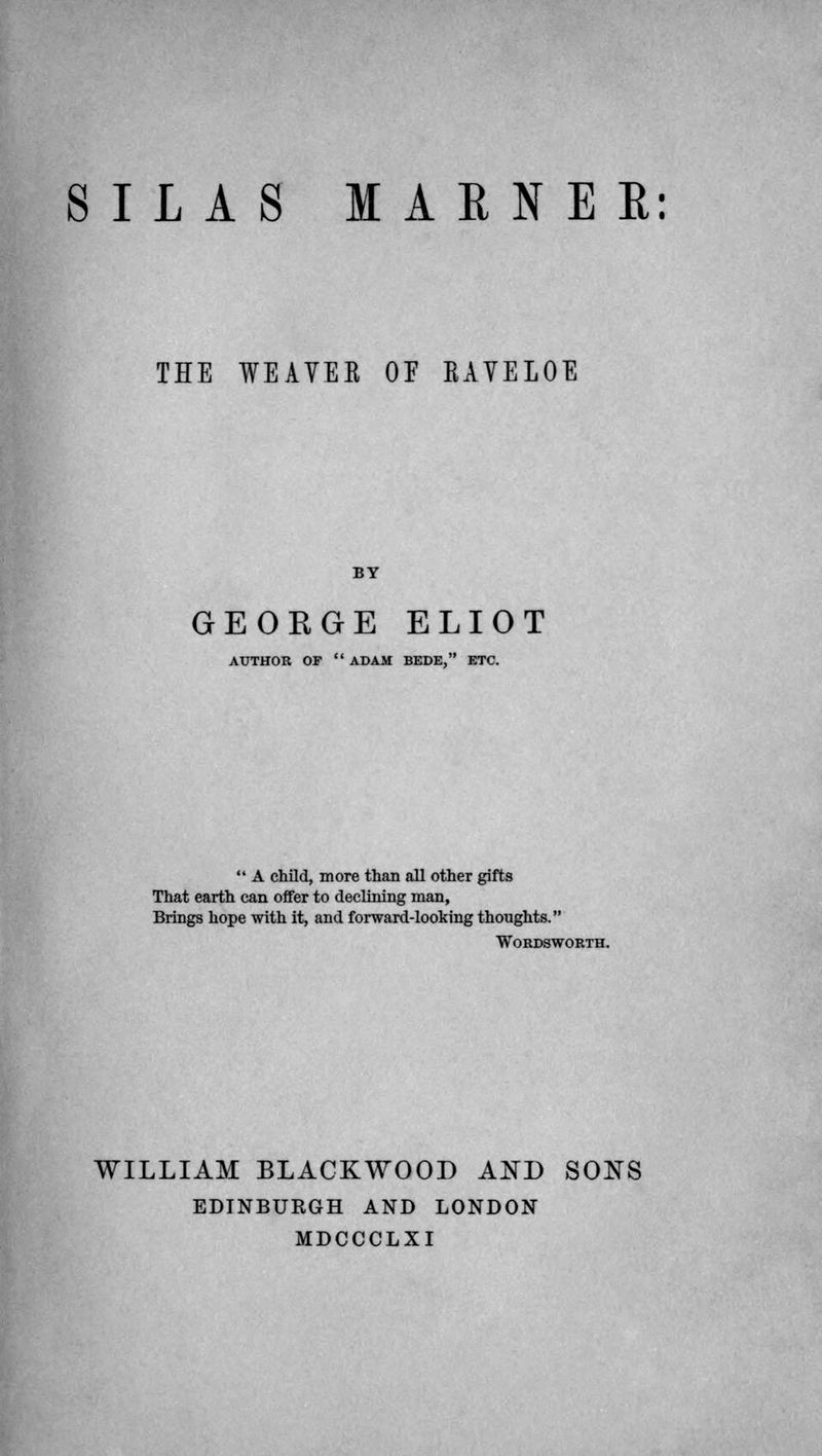 Silas Marner — first-edition cover