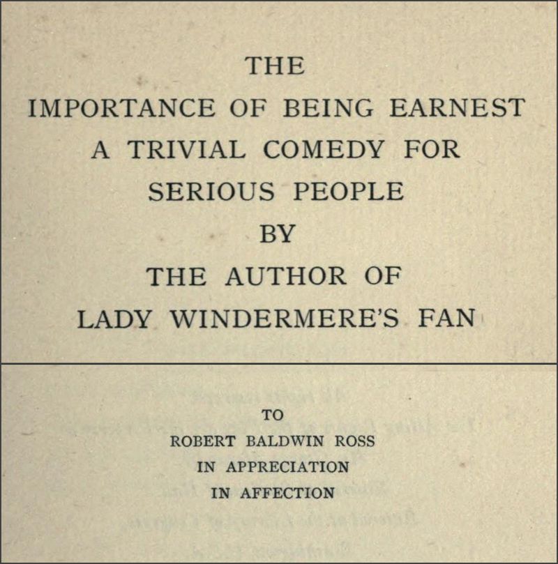The Importance of Being Earnest — first-edition cover
