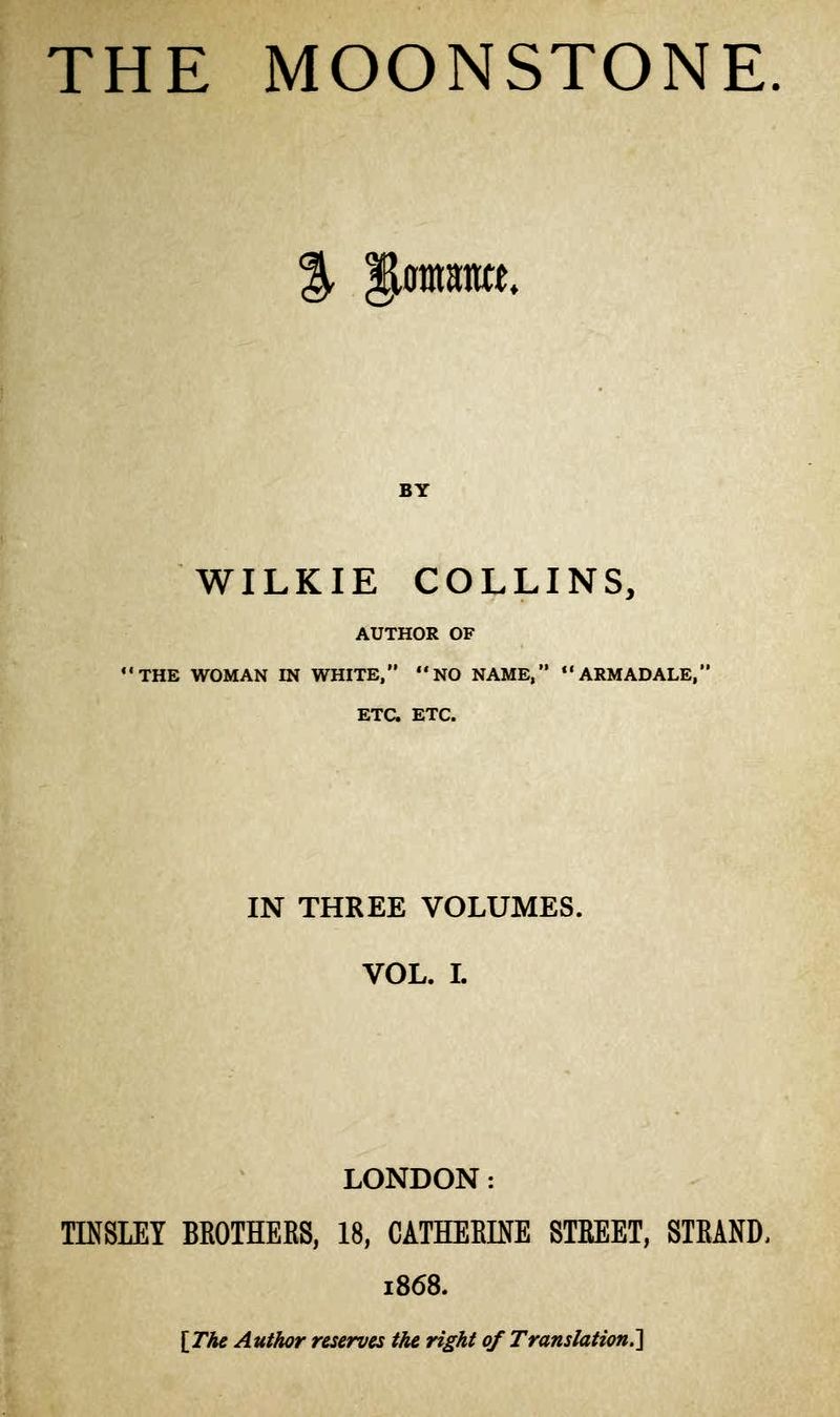 The Moonstone — first-edition cover