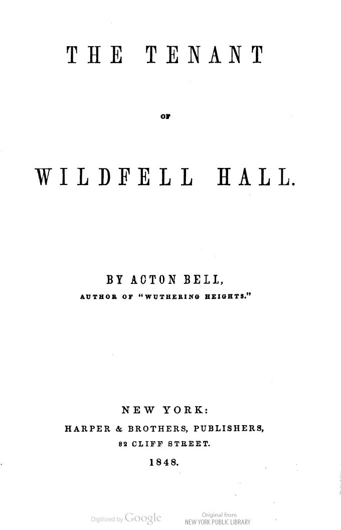 The Tenant of Wildfell Hall — first-edition cover